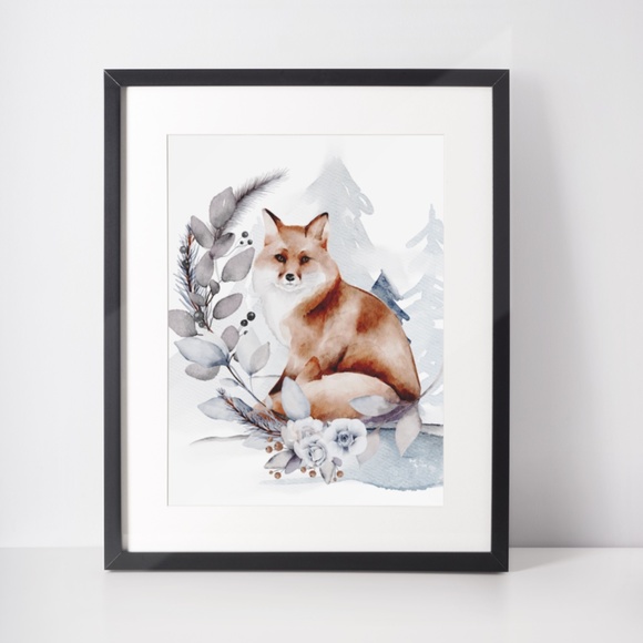 Watercolor Wall Art Print Fox Portrait Unframed - Picture 3 of 17